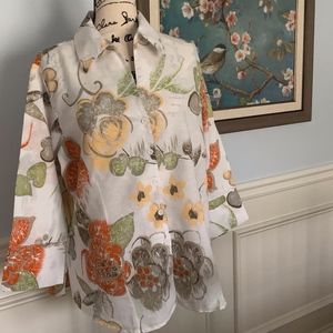 Glittery Lightweight Linen Blend Top Sz 1X EUC